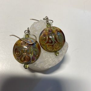 Dichroic Swirl Lampwork glass Earrings
